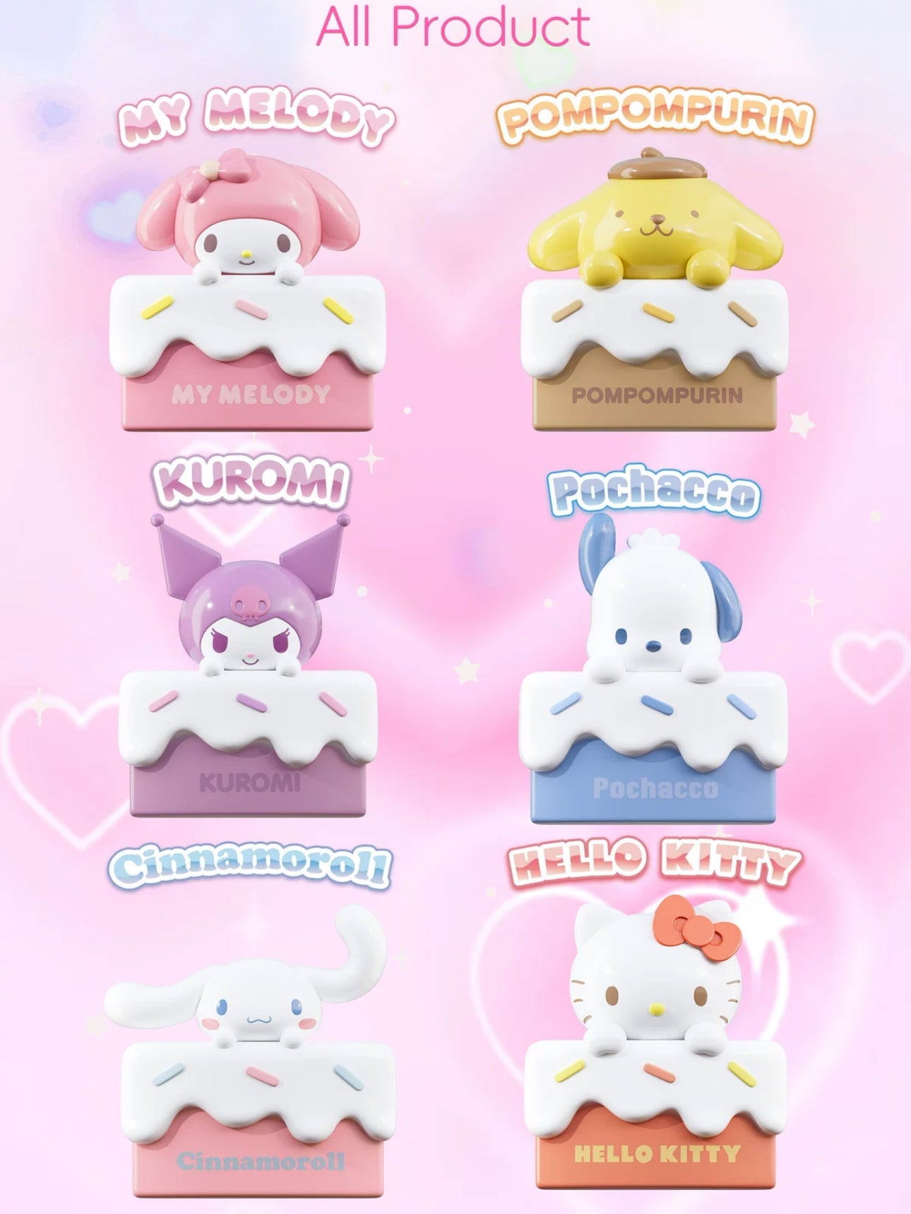 Sanrio Characters Sweet Cake Little Storage Box Series | Hello Kitty My Melody Kuromi Cinnamoroll Pompompurin Pochacco - Kawaii Decoration Collectable Toys Toy Collection