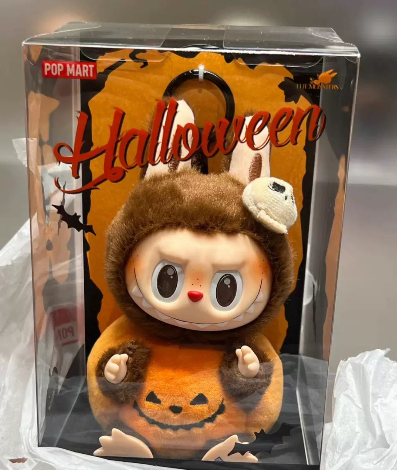 Popmart Happy Halloween Party Series Limited Edition | Zimomo Sitting Pumpkin Vinyl Plush Pendant Figure Keychain - 15cm Kasing Lung Zimomo Labubu Toy Collection