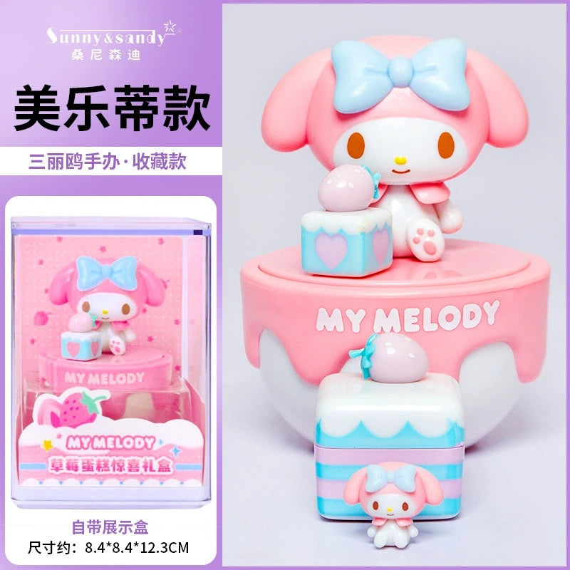 Sanrio Characters Strawberry Cake Mini Box Series | Hello Kitty My Melody Kuromi Cinnamoroll Pompompurin Pochacco - Kawaii Collectable Toys Toy Collection