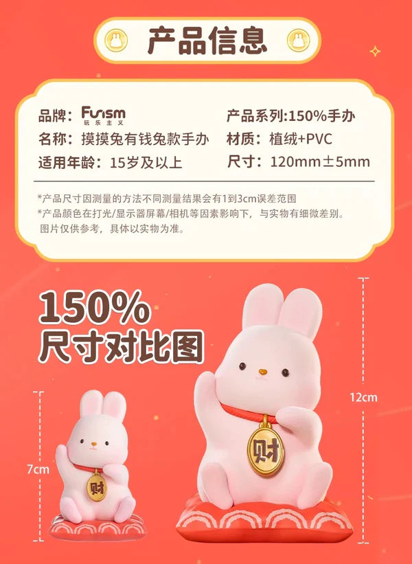 Kawaii Lovely Characters Momo Bunny | Lucky Bunny Money Come Come 150% Figure - Maneki-usagi Toy Collection